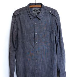 Long Sleeve Button Down Shirt- Faded Denim Gray